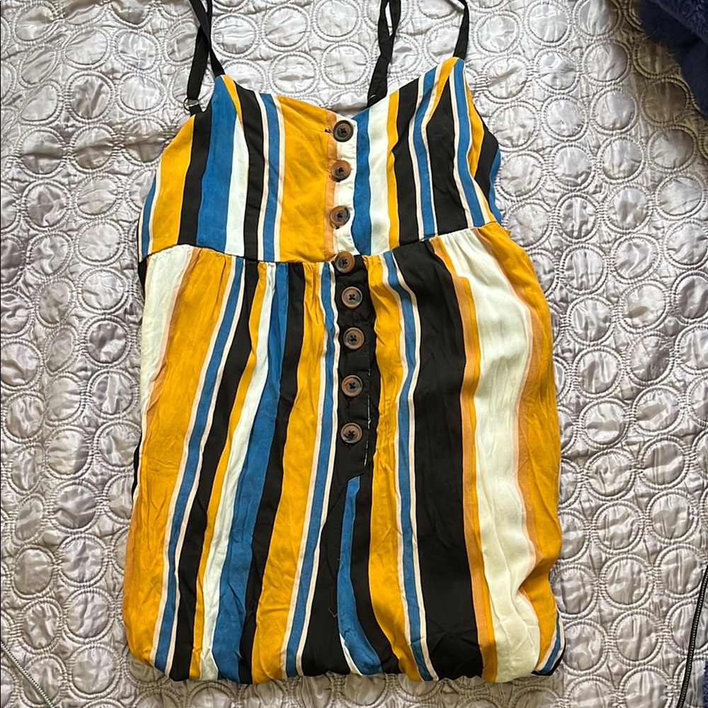 Striped Multicolor (Blue, White, Yellow, Black) Jumpsuit from Urban Outfitters